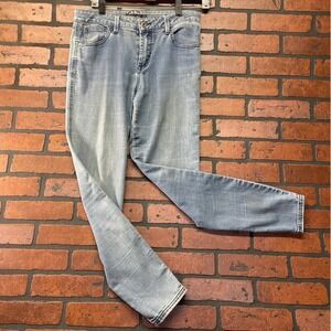 Prana Women's 8 Light Wash Mid-Rise Slim Fit Denim Jeans Crossed Belt Loop